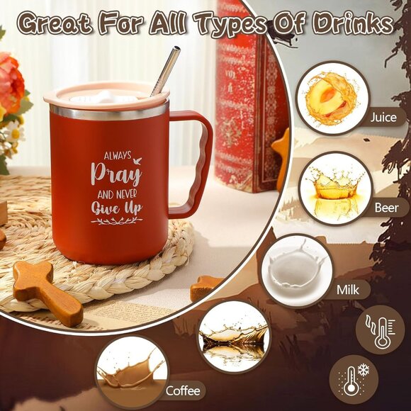 Christian Coffee Mugs Set Insulated 17 oz Bible Verse Religious Gifts - Picture 4 of 7